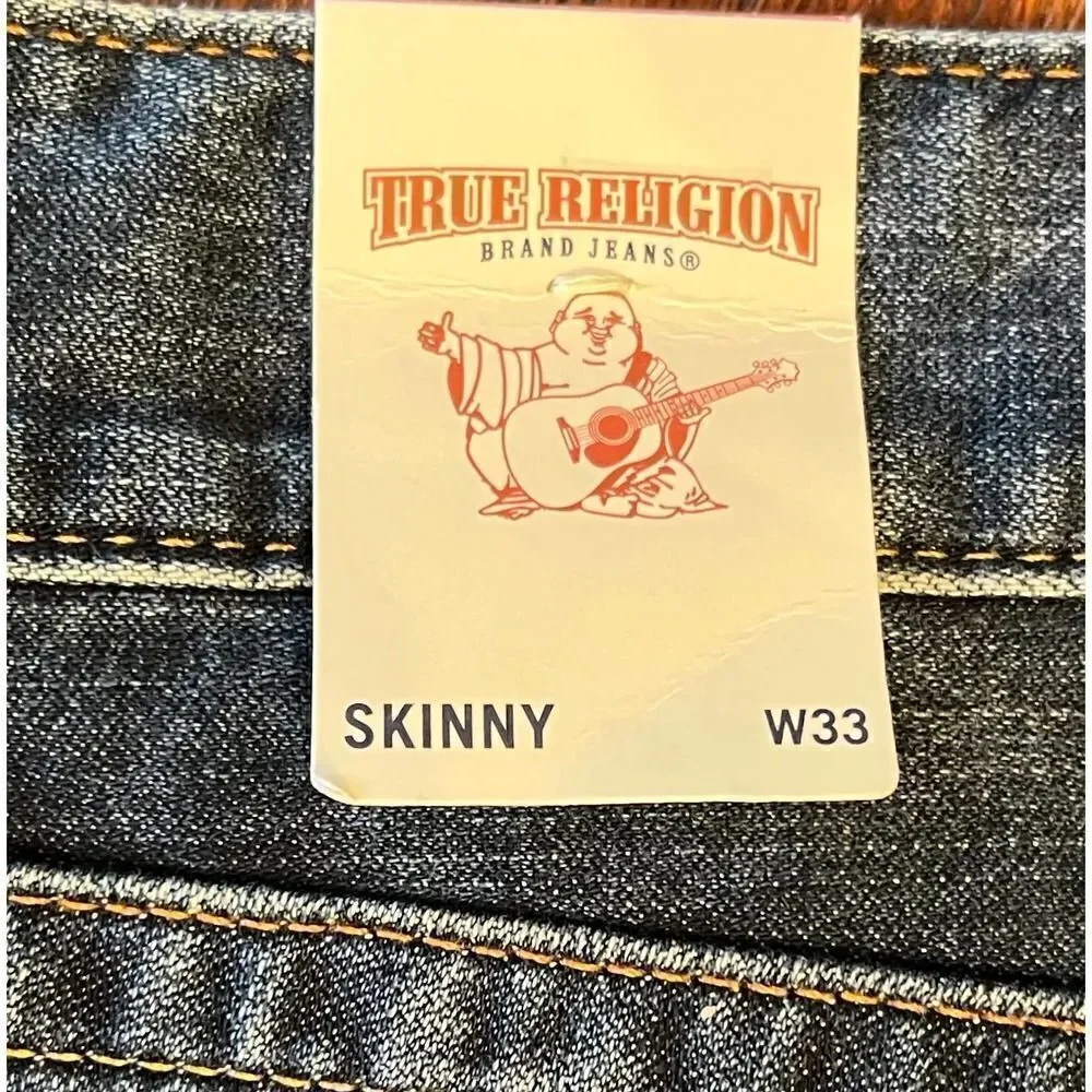 True Religion Skinny Blue Denim Jean Size 33 NWT